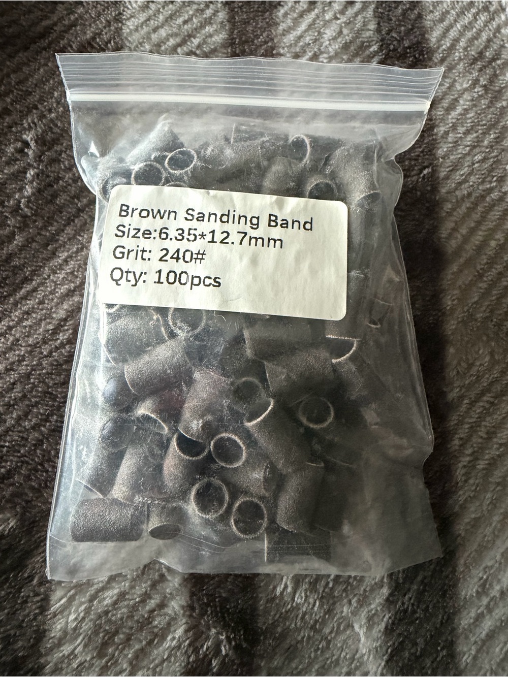Brown Sanding Bands for Nail Drill 100pcs (240 Grit)
